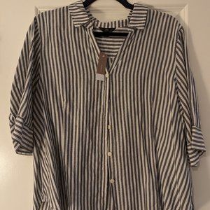 J. Crew, Navy Striped, Size Large